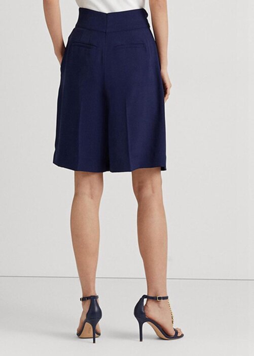 Navy Women’s Ralph Lauren Pleated Georgette Wide-leg Shorts Navy Women’s Ralph Lauren Pleated Georgette Wide-leg Shorts