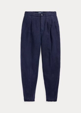 Navy Women’s Ralph Lauren Pleated Linen-Blend Twill Pants