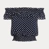 Navy Women’s Ralph Lauren Polka-dot Off-the-shoulder Blouse Shirts Navy Women’s Ralph Lauren Polka-dot Off-the-shoulder Blouse Shirts