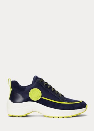 Navy Women’s Ralph Lauren Reaghan Leather & Suede Sneakers
