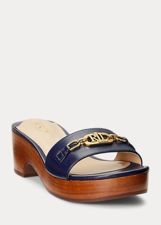 Navy Women’s Ralph Lauren Roxanne Nappa Leather Sandals