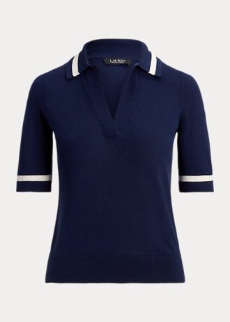 Navy Women’s Ralph Lauren Silk-Blend Short-Sleeve Sweaters