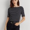 Navy Women’s Ralph Lauren Striped Boatneck Tops Navy Women’s Ralph Lauren Striped Boatneck Tops