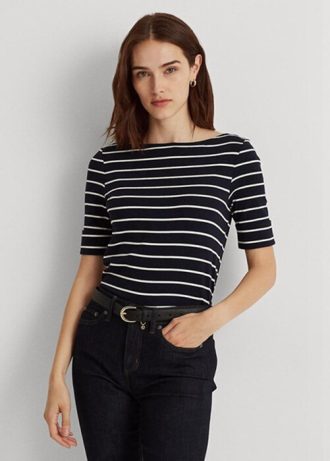 Navy Women’s Ralph Lauren Striped Boatneck   Tops