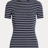 Navy Women’s Ralph Lauren Striped Stretch Cotton  T Shirts