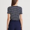 Navy Women’s Ralph Lauren Striped Stretch Cotton  T Shirts