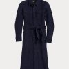 Navy Women’s Ralph Lauren Wool-Cotton Belted Dress Navy Women’s Ralph Lauren Wool-Cotton Belted Dress