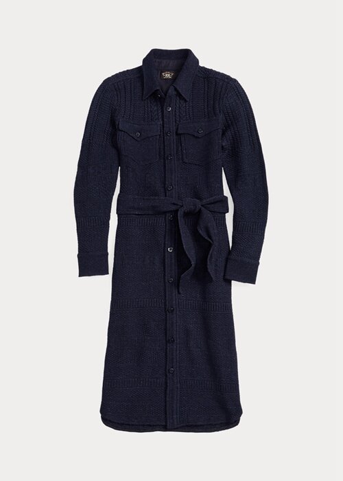Navy Women’s Ralph Lauren Wool-Cotton Belted Dress Navy Women’s Ralph Lauren Wool-Cotton Belted Dress