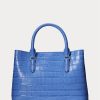New England Blue Women’s Ralph Lauren Embossed Leather Medium Marcy Satchel Bags
