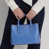 New England Blue Women’s Ralph Lauren Embossed Leather Medium Marcy Satchel Bags