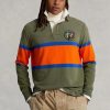 Olive Men’s Ralph Lauren Classic Fit Striped Rugby Polo Shirts
