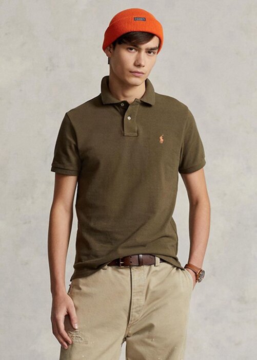 Olive Men’s Ralph Lauren Custom Slim Fit Mesh Polo Shirts Olive Men’s Ralph Lauren Custom Slim Fit Mesh Polo Shirts