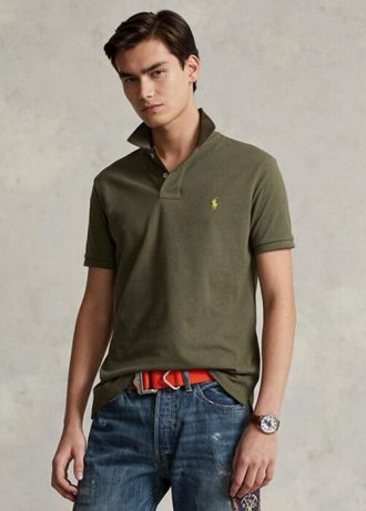 Olive Men’s Ralph Lauren Custom Slim Fit Mesh Polo Shirts