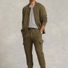 Olive Men’s Ralph Lauren Luxury Jersey Cargo Jogger  Pants