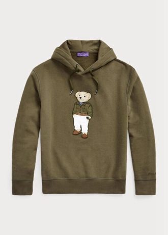 Olive Men’s Ralph Lauren Polo Bear Fleece  Hoodie