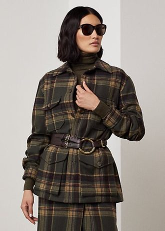 Olive Women’s Ralph Lauren Andrya Plaid Jackets