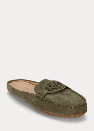 Olive Women’s Ralph Lauren Brynn Suede Driver Flat Shoes