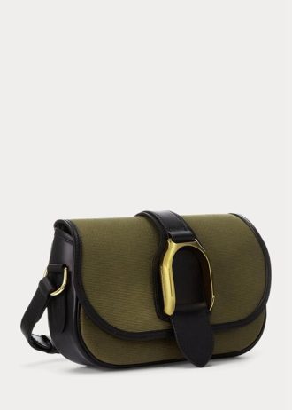 Olive Women’s Ralph Lauren Canvas & Calfskin Welington Shoulder Bags