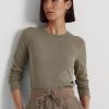 Olive Women’s Ralph Lauren Cotton-Blend Long-Sleeve Tops Olive Women’s Ralph Lauren Cotton-Blend Long-Sleeve Tops