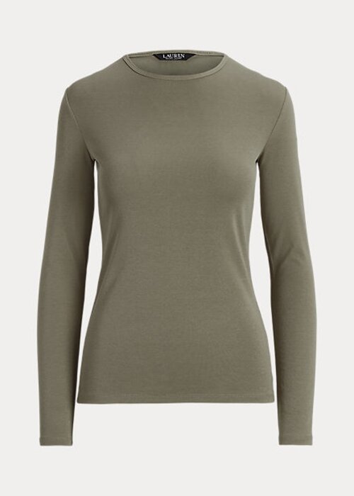 Olive Women’s Ralph Lauren Cotton-Blend Long-Sleeve Tops Olive Women’s Ralph Lauren Cotton-Blend Long-Sleeve Tops