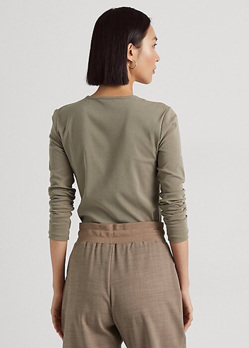 Olive Women’s Ralph Lauren Cotton-Blend Long-Sleeve Tops Olive Women’s Ralph Lauren Cotton-Blend Long-Sleeve Tops