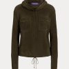Olive Women’s Ralph Lauren Funnelneck Silk-Linen Mesh Sweaters