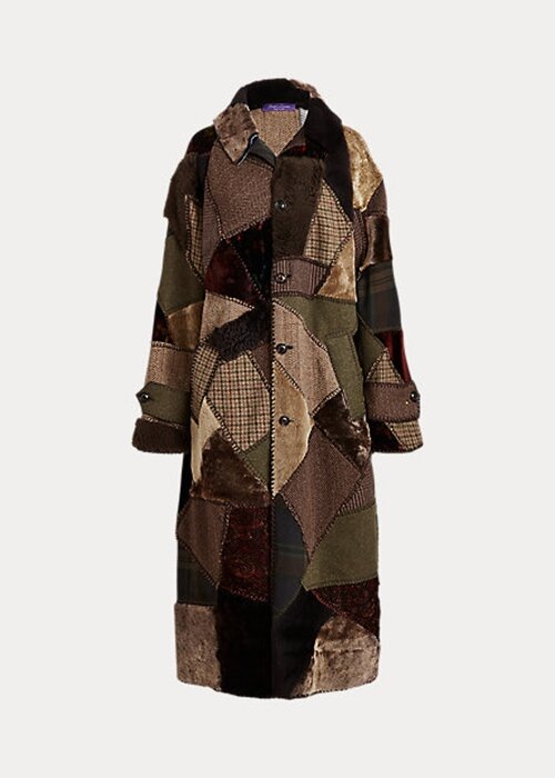 Olive Women’s Ralph Lauren Harmon Patchwork Shearling Coats Olive Women’s Ralph Lauren Harmon Patchwork Shearling Coats