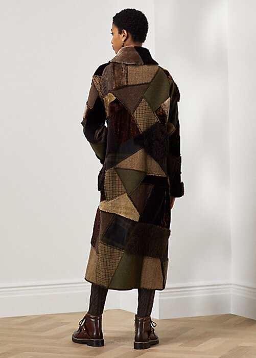 Olive Women’s Ralph Lauren Harmon Patchwork Shearling Coats Olive Women’s Ralph Lauren Harmon Patchwork Shearling Coats