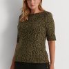 Olive Women’s Ralph Lauren Ocelot-Print Cotton Boatneck Tops Olive Women’s Ralph Lauren Ocelot-Print Cotton Boatneck Tops
