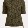 Olive Women’s Ralph Lauren Ocelot-Print Cotton Boatneck Tops Olive Women’s Ralph Lauren Ocelot-Print Cotton Boatneck Tops