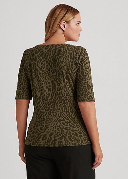 Olive Women’s Ralph Lauren Ocelot-Print Cotton Boatneck Tops Olive Women’s Ralph Lauren Ocelot-Print Cotton Boatneck Tops