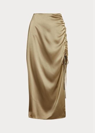 Olive Women’s Ralph Lauren Ruched Tie-detail Satin Skirts