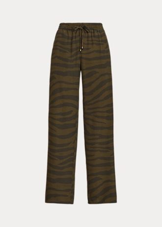 Olive Women’s Ralph Lauren Zebra-Print Crepe Wide-Leg Pants