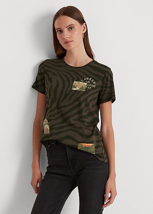 Olive Women’s Ralph Lauren Zebra-Print Jersey T Shirts Olive Women’s Ralph Lauren Zebra-Print Jersey T Shirts