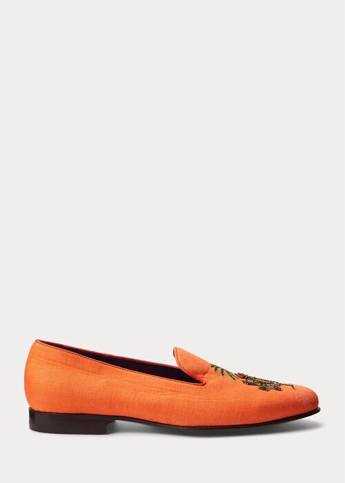 Orange Men’s Ralph Lauren Alonzo Embroidered Linen Dress Shoes Orange Men’s Ralph Lauren Alonzo Embroidered Linen Dress Shoes