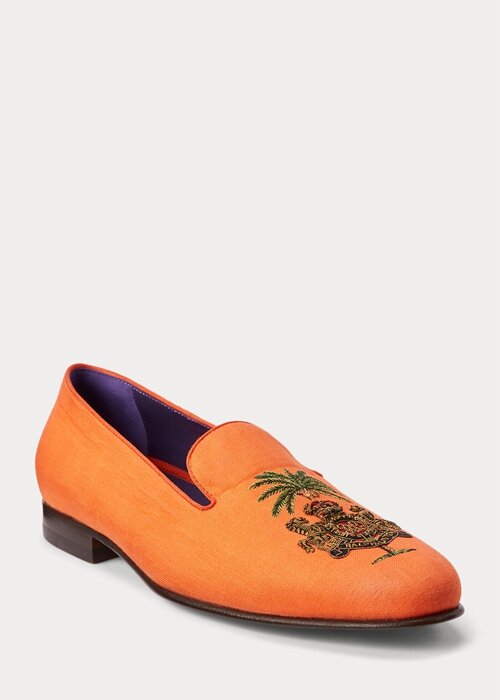 Orange Men’s Ralph Lauren Alonzo Embroidered Linen Dress Shoes Orange Men’s Ralph Lauren Alonzo Embroidered Linen Dress Shoes
