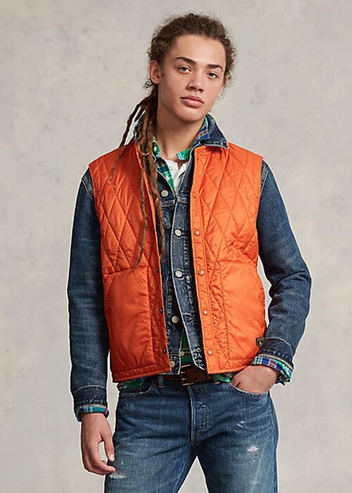 Orange Men’s Ralph Lauren Water-Repellent Quilted Vest Orange Men’s Ralph Lauren Water-Repellent Quilted Vest