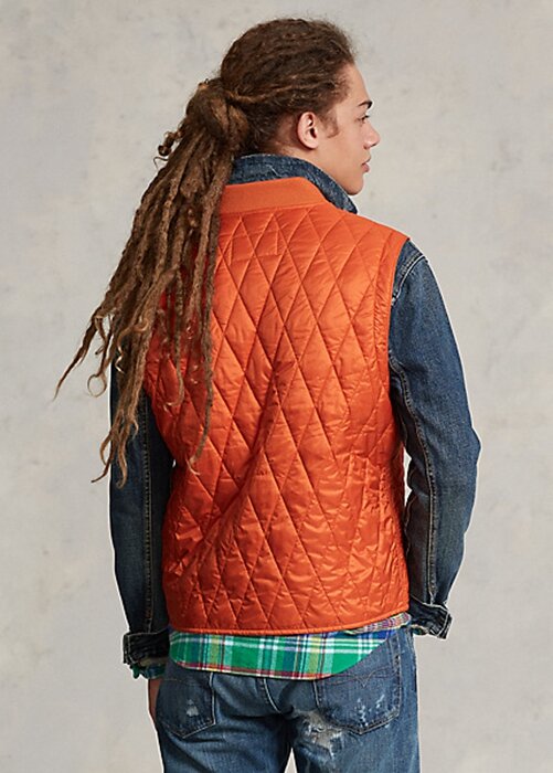 Orange Men’s Ralph Lauren Water-Repellent Quilted Vest Orange Men’s Ralph Lauren Water-Repellent Quilted Vest