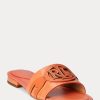 Orange Women’s Ralph Lauren Alegra Crocodile-Embossed Leather Flat Shoes