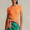 Orange Women’s Ralph Lauren Cable-Knit Cotton Short-Sleeve Sweaters