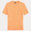 Orange Women’s Ralph Lauren Cable-Knit Cotton Short-Sleeve Sweaters