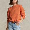 Orange Women’s Ralph Lauren Fleece Crewneck Pullover Sweatshirts