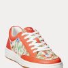 Orange Women’s Ralph Lauren Hailey Floral Monogram Jacquard Sneakers
