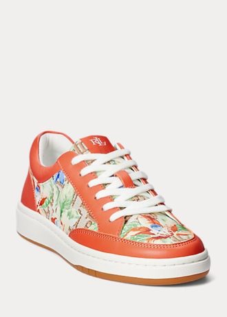 Orange Women’s Ralph Lauren Hailey Floral Monogram Jacquard Sneakers