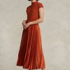 Orange Women’s Ralph Lauren Hybrid-Pleated Mockneck Dress Orange Women’s Ralph Lauren Hybrid-Pleated Mockneck Dress