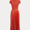 Orange Women’s Ralph Lauren Hybrid-Pleated Mockneck Dress Orange Women’s Ralph Lauren Hybrid-Pleated Mockneck Dress