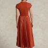 Orange Women’s Ralph Lauren Hybrid-Pleated Mockneck Dress Orange Women’s Ralph Lauren Hybrid-Pleated Mockneck Dress