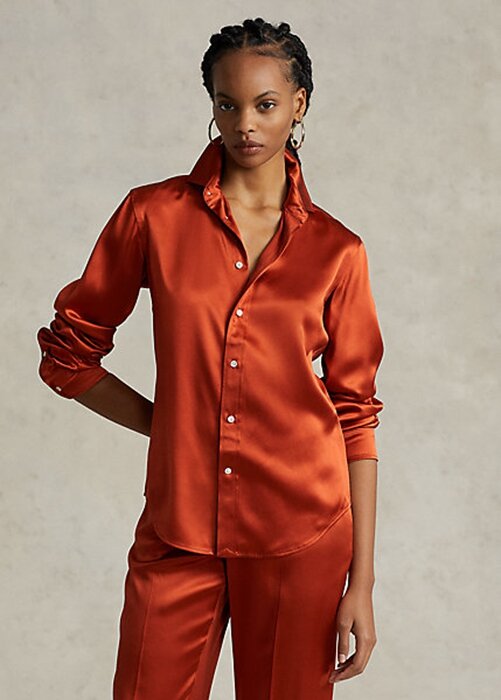Orange Women’s Ralph Lauren Mulberry Silk Shir Shirts Orange Women’s Ralph Lauren Mulberry Silk Shir Shirts