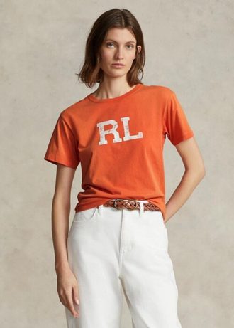 Orange Women’s Ralph Lauren Rl Logo Jersey  T Shirts