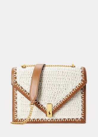 Parchment Cream Women’s Ralph Lauren Polo ID Crochet Envelope Chain Crossbody Bags